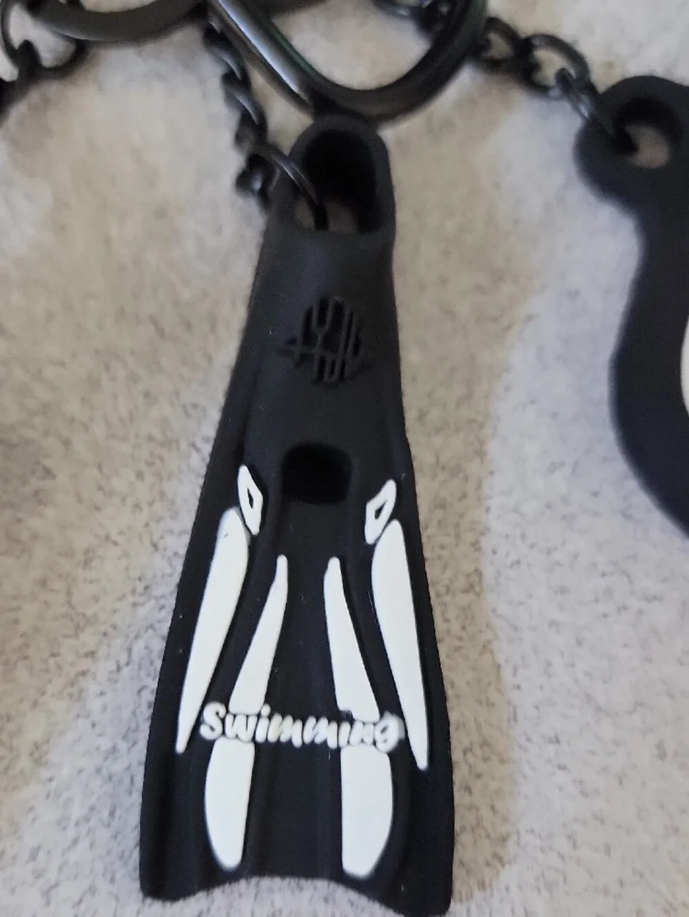 Black Silicone Dive-Keychain Set with White Accents
